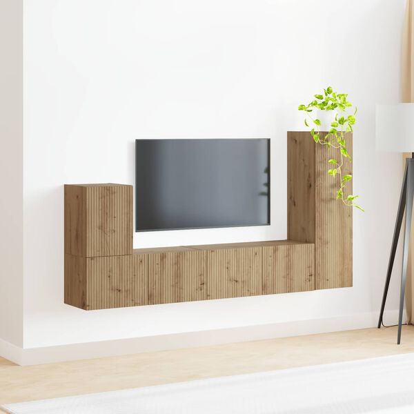 vidaXL TV Cabinet Set Wall-mounted 3 pcs Artisan Oak Engineered Wood