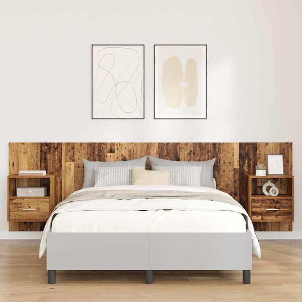 vidaXL Headboard with Cabinet 3 pcs Old Wood Engineered Wood