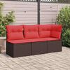 vidaXL Garden Sofa with Cushion 3 pcs Brown Poly rattan
