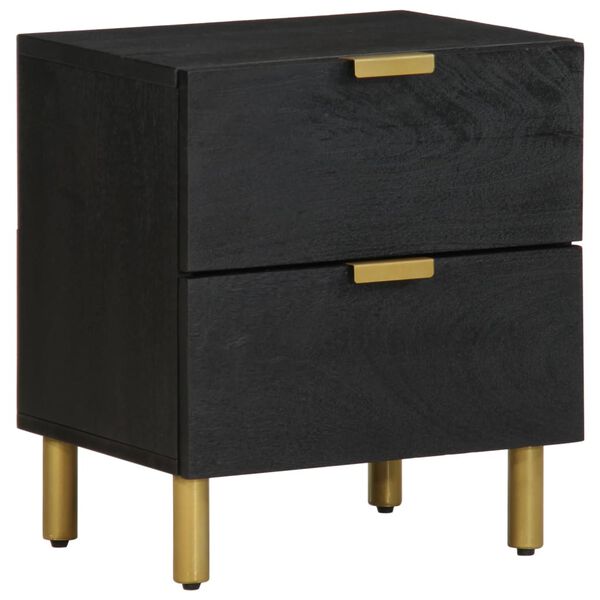 vidaXL Bedside Cabinet 2 pcs Black 40x33x46 cm Solid Wood Mango