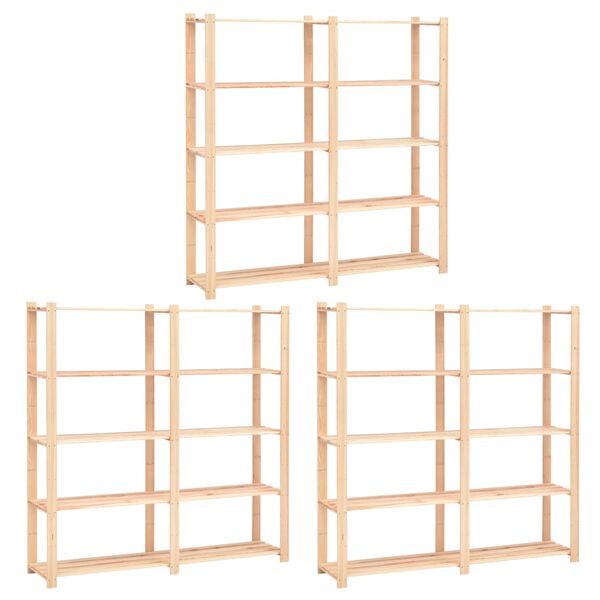 vidaXL 5-Tier Storage Racks 3 pcs 170x38x170 cm Solid Pinewood 500 kg