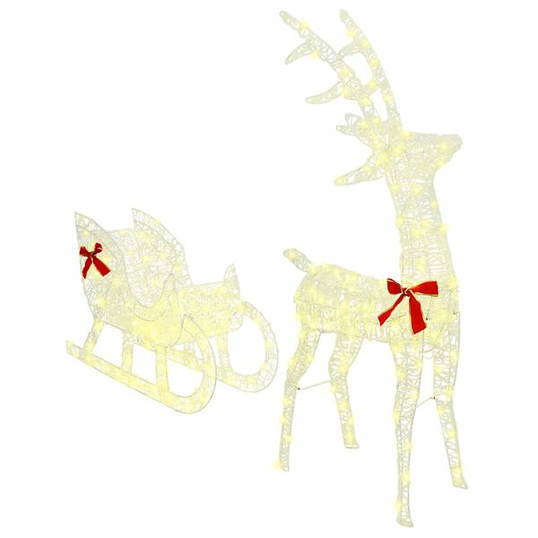 vidaXL Reindeer Pull Sleigh Warm white 70 x 26 x 128.5 cm Acrylic