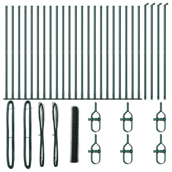 vidaXL Fence Post Green 50 x 1.2 m (50 mm mesh) Steel and PVC