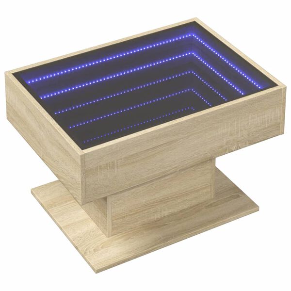 vidaXL Coffee Table with LED Sonoma Oak 70x50x45 cm Engineered Wood