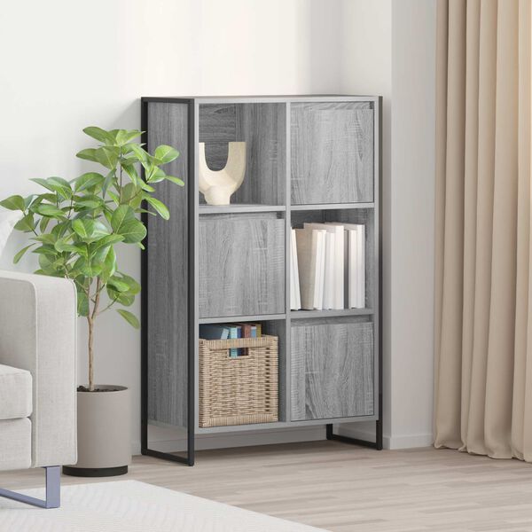 vidaXL Book Cabinet Grey Sonoma 68 x 30 x 108.5 cm Engineered Wood