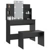 vidaXL Dressing Table Set with LED Black Engineered Wood