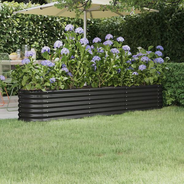 vidaXL Garden Raised Bed Galvanised Steel 224x40x36 cm Anthracite