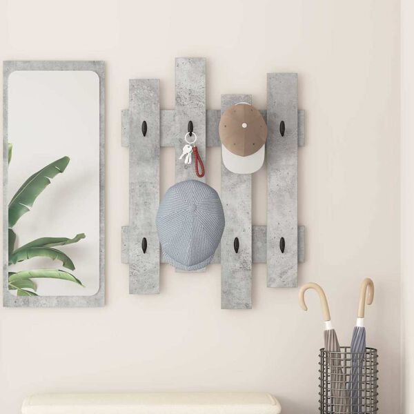 vidaXL Wall-Mounted Coat Rack Concrete Grey 60 x 3 x 82 cm