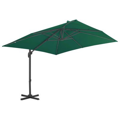 vidaXL Cantilever Umbrella with Aluminium Pole Green 300x300 cm