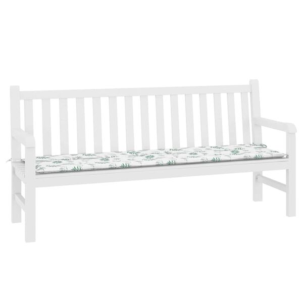 vidaXL Garden Bench Cushion Floral White and green 180 x 50 x 4 cm