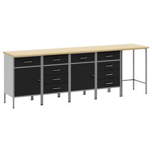 vidaXL Work Cabinet Set 5 pcs Black Steel and Engineered Wood