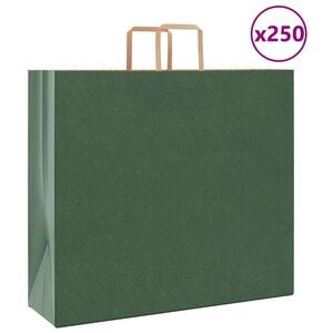 vidaXL Paper Bags 250 pcs with Handles Green 54x15x49 cm