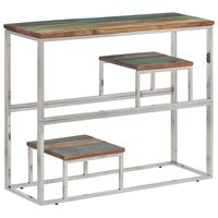 vidaXL Console Table Silver Stainless Steel and Solid Wood Reclaimed