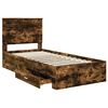 vidaXL Bed Frame with Headboard Smoked Oak 90 x 190 cm Engineered Wood