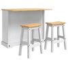 vidaXL Kitchen Island Set Corona 3 pcs White and Honey Wax Solid-Pine