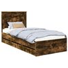 vidaXL Bed Frame with Drawer Smoked Oak 75 x 190 cm Engineer Wood
