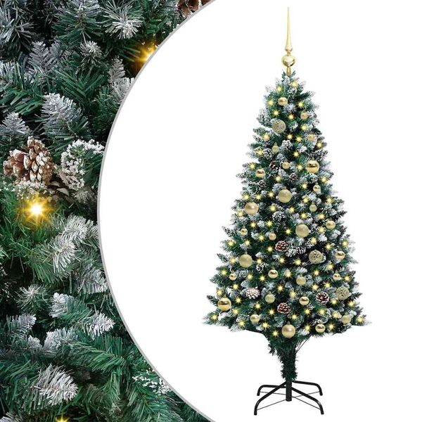 vidaXL Artificial Christmas Tree with 150 LEDs with Stand Green 150 cm