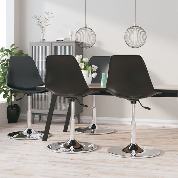 vidaXL Swivel Dining Chairs 4 pcs Black PP