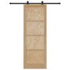 vidaXL Sliding Door Natural and Black 83 x 232 cm Solid Pine Wood