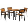 vidaXL Garden Dining Set 5 pcs Black Solid Acacia Wood
