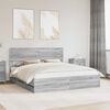 vidaXL Bed Frame with Drawer Grey Sonoma 200 x 200 cm Engineer Wood