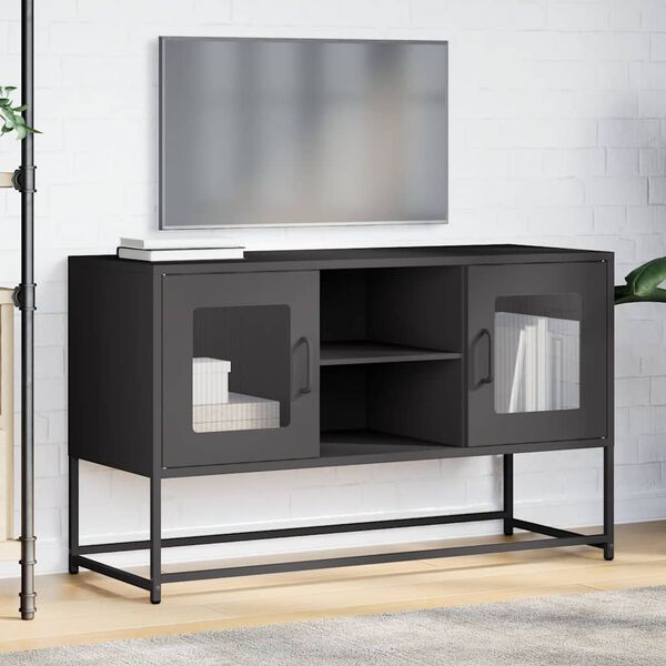 vidaXL TV Cabinet Black 100.5x39x60.5 cm Steel