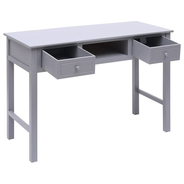 vidaXL Desk Grey 108x45x76 cm Solid Wood Paulownia