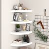 vidaXL Floating Corner Shelves 4 pcs High Gloss White 35x35x3.8 cm MDF