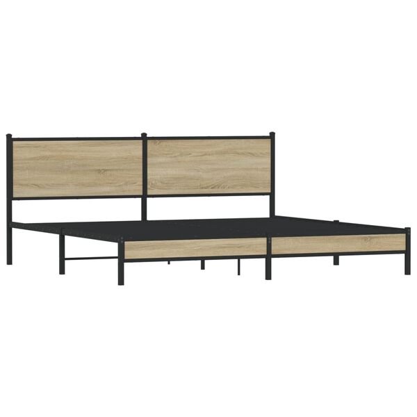 vidaXL Metal Bed Frame without Mattress Sonoma Oak 200x200 cm
