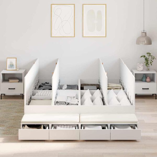 vidaXL Storage Bed Frame with Drawer White 150 cm Engineered Wood