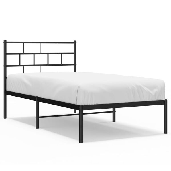 vidaXL Metal Bed Frame without Mattress with Headboard Black 90x190cm