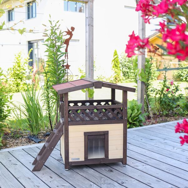 Kerbl Heated Cat House 4-Seasons Deluxe 88x57x77 cm Dark Brown