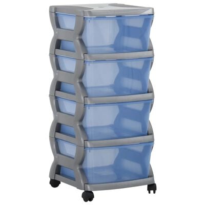 vidaXL Rollable Drawer Cabinet 36x40x80 cm Grey and Blue
