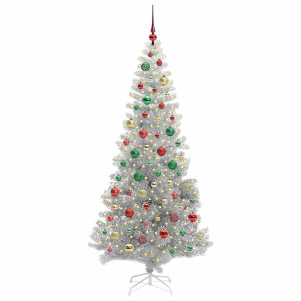 vidaXL Christmas Tree with 300 LEDs with Stand Silver 180 cm PET