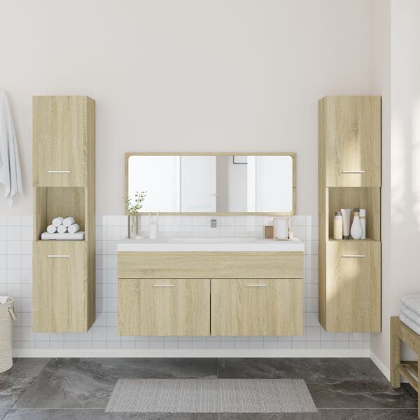 vidaXL 4 Piece Bathroom Furniture Set Sonoma Oak Engineered Wood