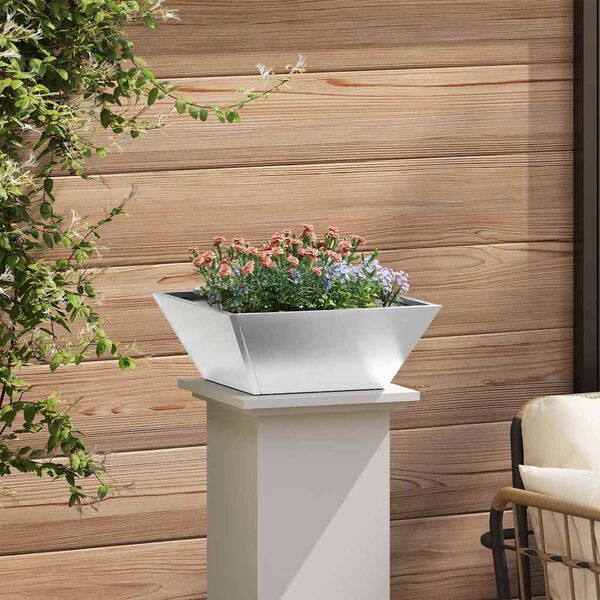 vidaXL Garden Planter Silver 40 x 40 x 15 cm Stainless Steel