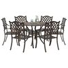 vidaXL Garden Dining Set 7 pcs Bronze 90 x 90 x 75 cm Cast Aluminium