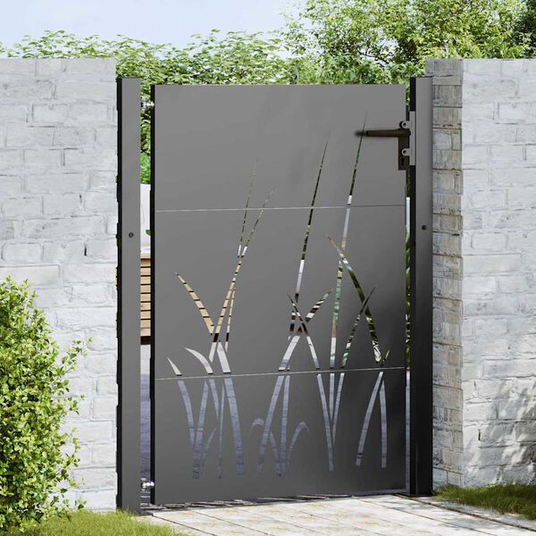 vidaXL Garden Gate with Lock Black 85 x 130 cm Powder-coated steel