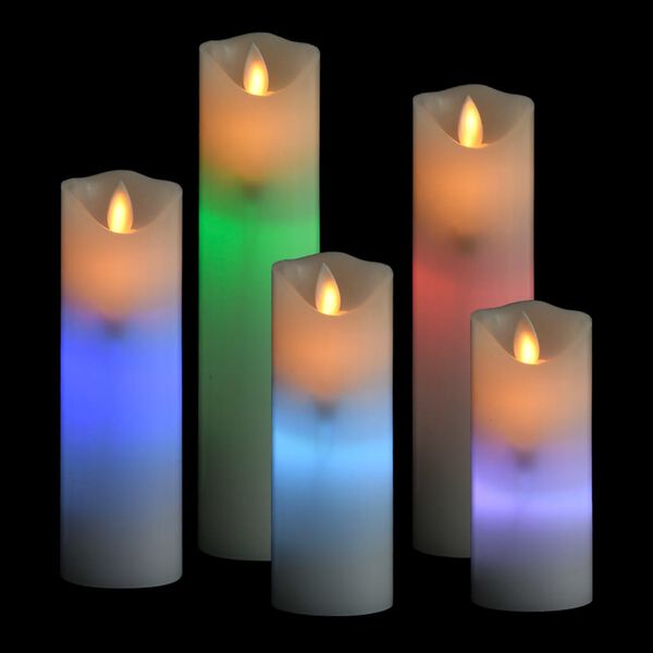 vidaXL 5 Piece Electric LED Candle Set with Remote Control Colourful