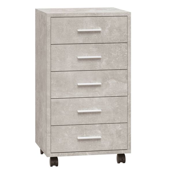 vidaXL Drawer Cabinet with Castors Concrete Grey Engineered Wood