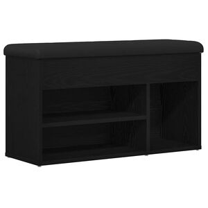 vidaXL Shoe Bench with Shelf Black 80 x 30 x 45 cm Engineered wood