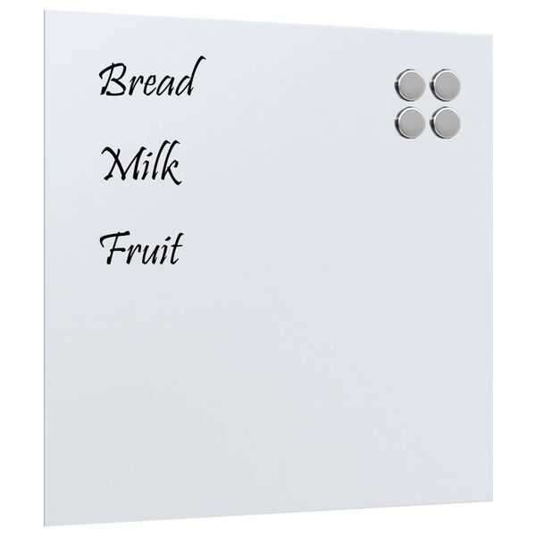 vidaXL Wall-mounted Magnetic Board White 60x60 cm Tempered Glass