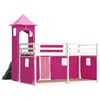 vidaXL Bunk Bed without Mattress with Slide and Curtains Pink 90x200 cm