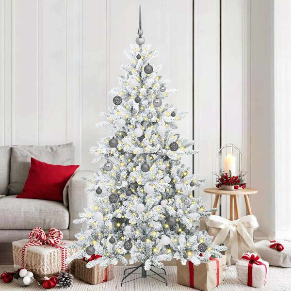 vidaXL Artificial Hinged Christmas Tree White 180 cm PVC and Steel