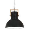 vidaXL Industrial Hanging Lamp 25 W Black Round Mango Wood 52 cm E27