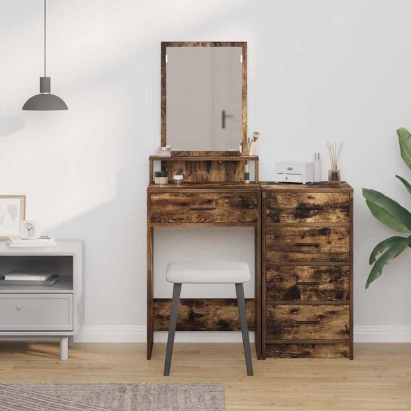 vidaXL Dressing Table Smoked Oak 50 x 41 x 140 cm Engineered Wood