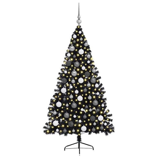 vidaXL Artificial Pre-lit Christmas Tree Black 180 cm PVC