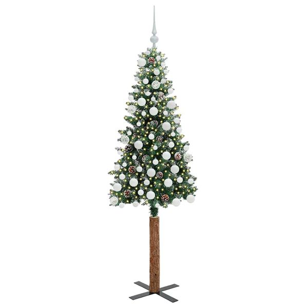 vidaXL Slim Christmas Tree Green 180 cm PVC and Solid Pine wood
