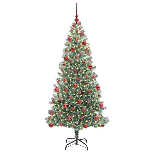 vidaXL Artificial Christmas Tree Snow Flocked with LED Light 180 cm