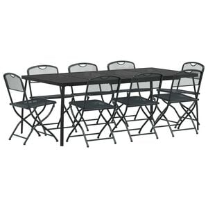 vidaXL Outdoor Furniture Set Folding 9 pcs Anthracite Iron and Steel